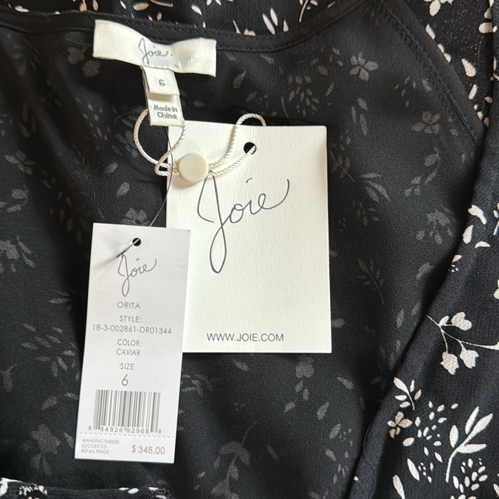 NWT Joie Orita Caviar Black Floral Dress with Ruffles - Picture 8 of 8